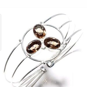 Sterling silver smokey quartz bracelet
